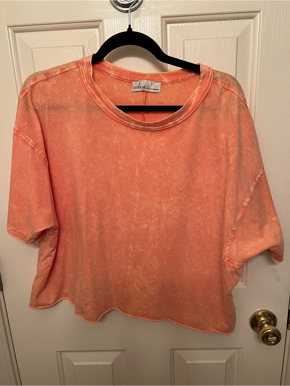 Zenana Outfitters Coral Wash Short Sleeve Boxy Tee